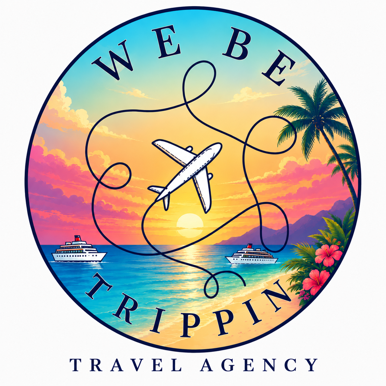 "We Be Trippin" Travel Agency logo
